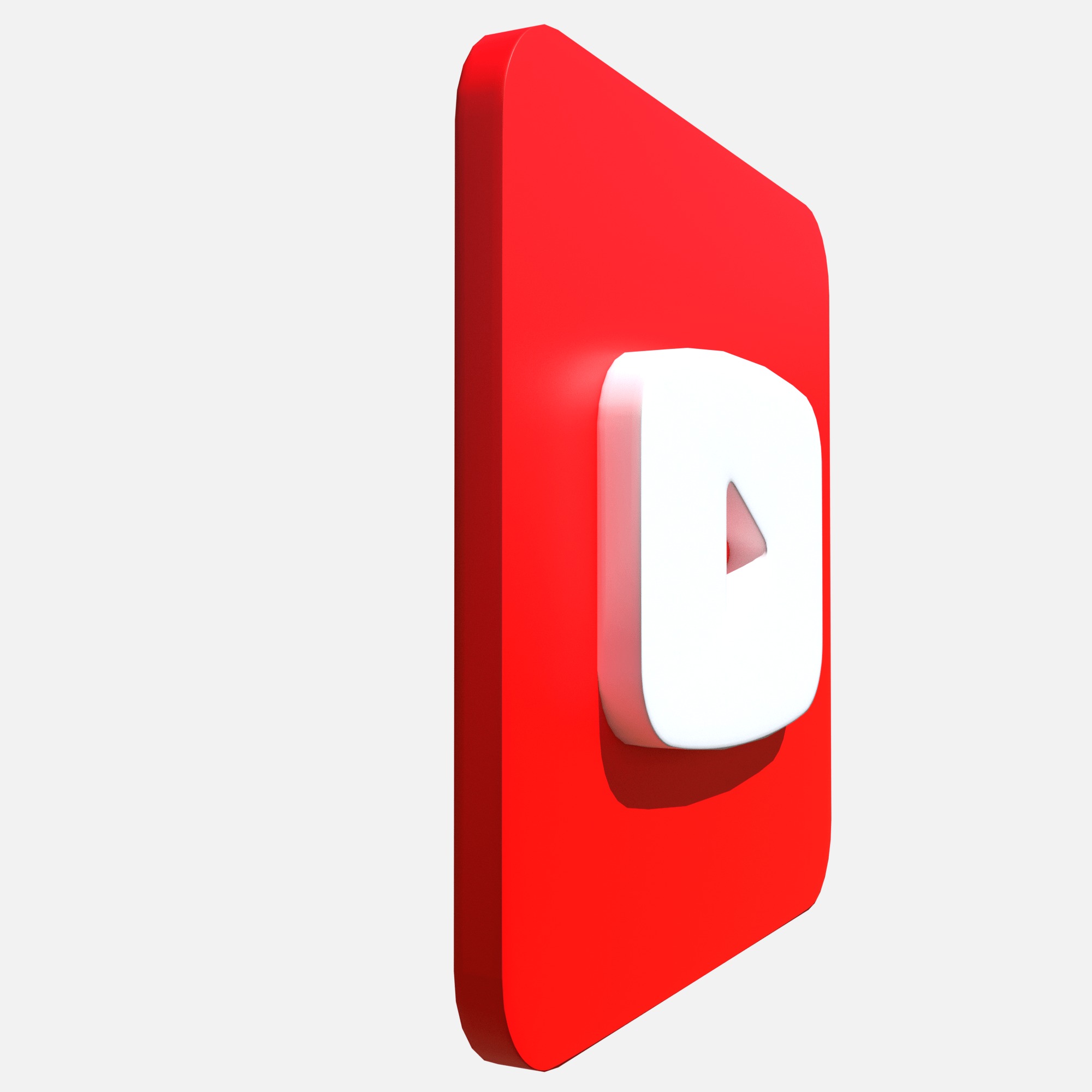 Youtube logo square rounded Low-poly 3D model_2