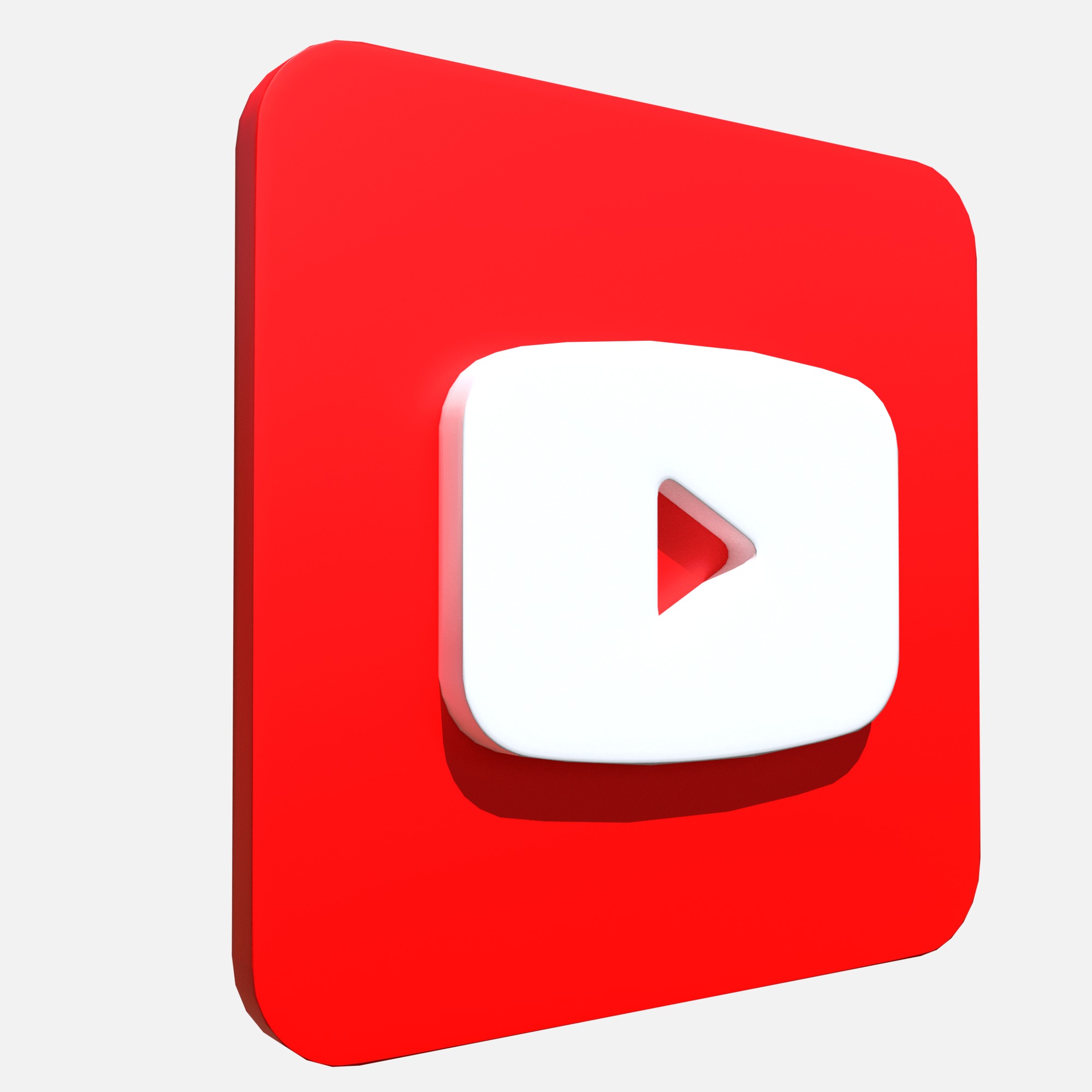 Youtube logo square rounded Low-poly 3D model_1