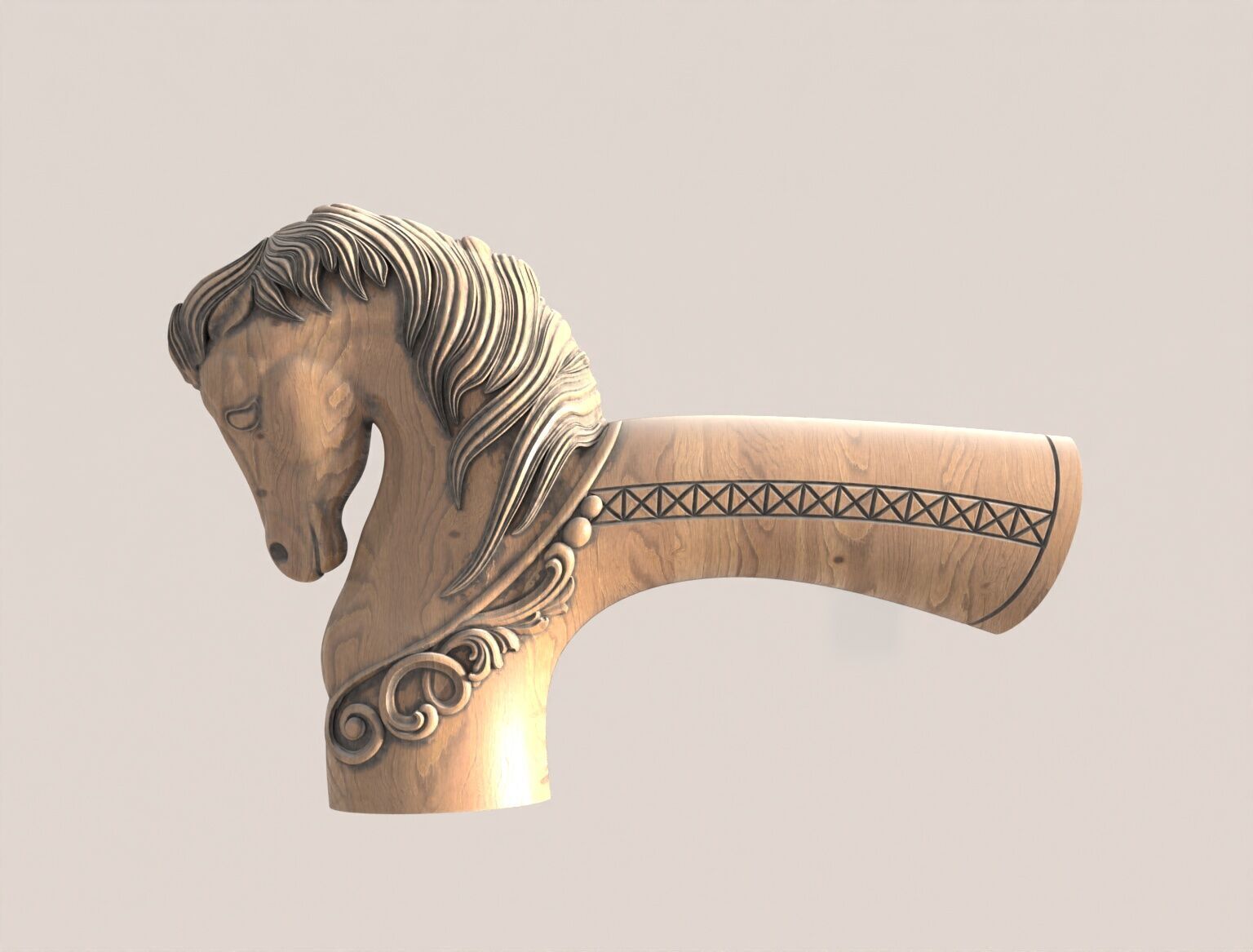 horse head cane 3D print model_1