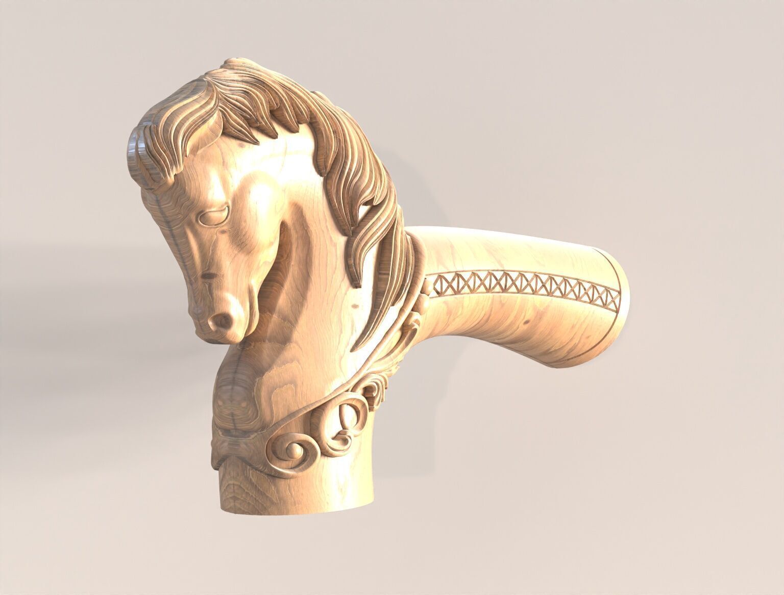 horse head cane 3D print model_2