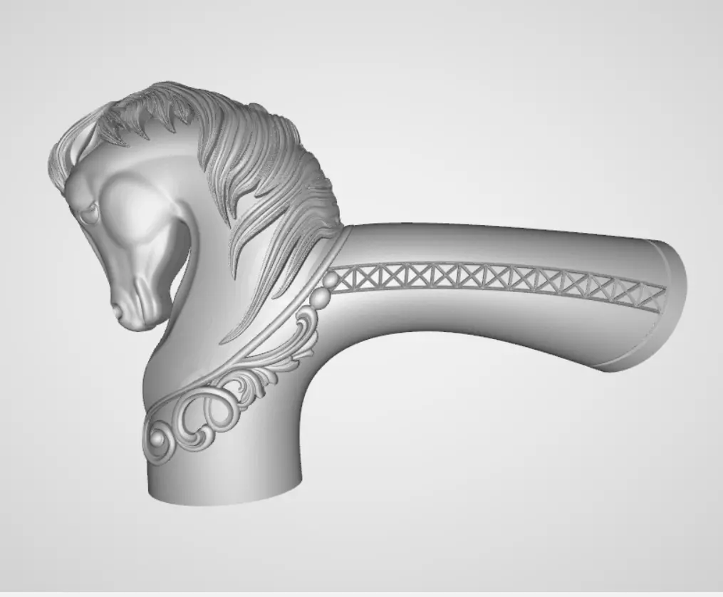horse head cane 3D print model_0