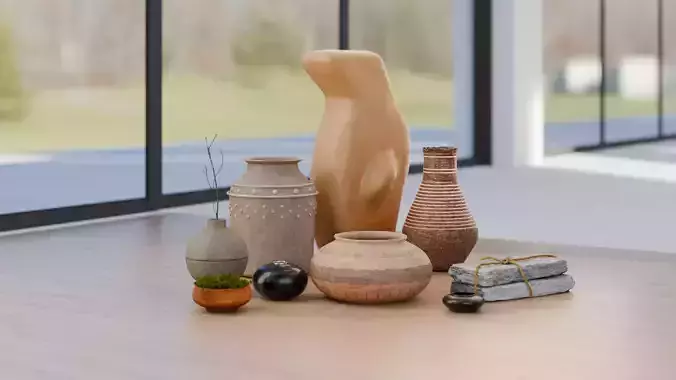 Indoor Decorative Vases Set 01