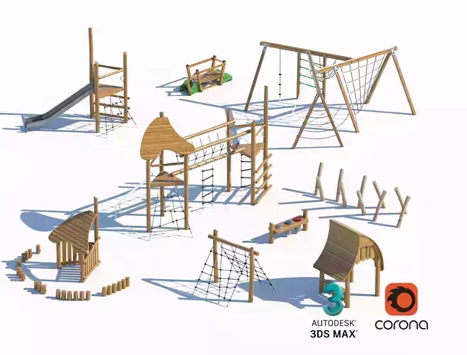 Natural Wooden Playground Set