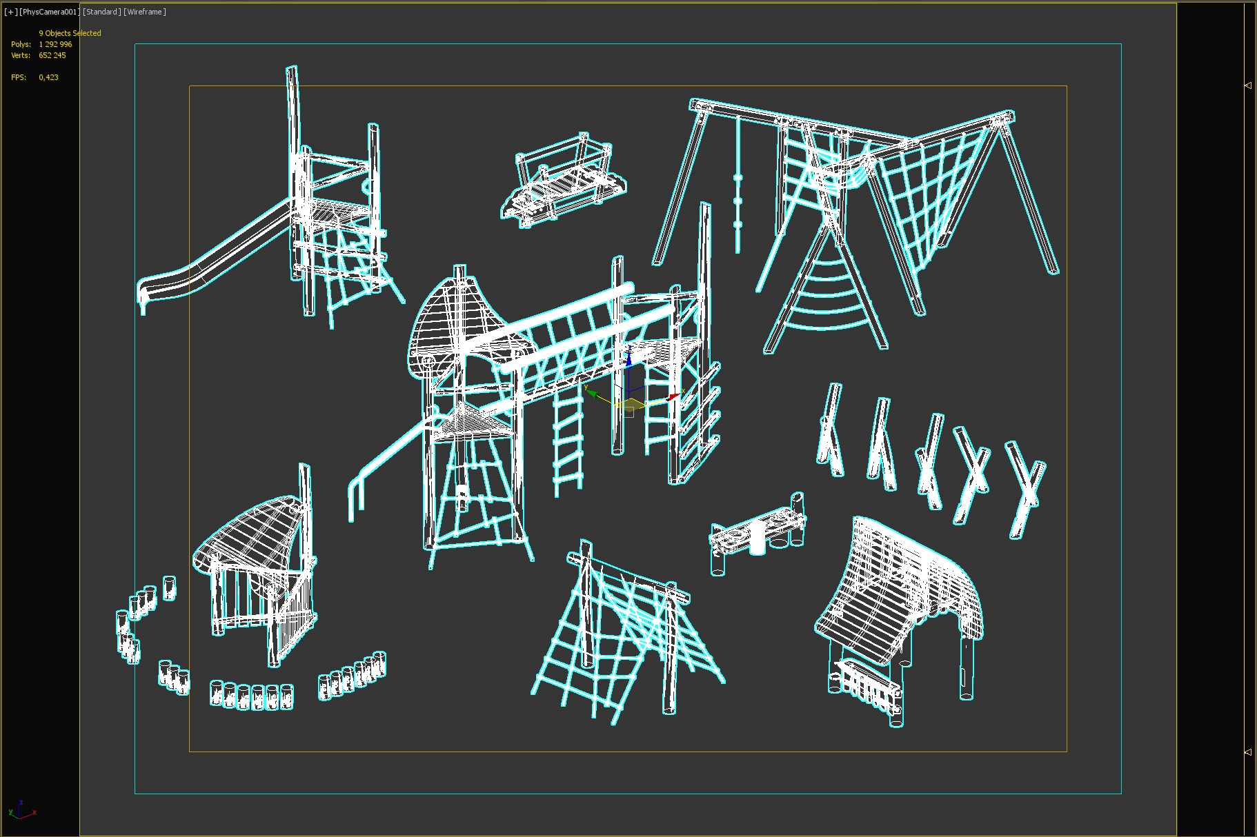 Natural Wooden Playground Set 3D model_4