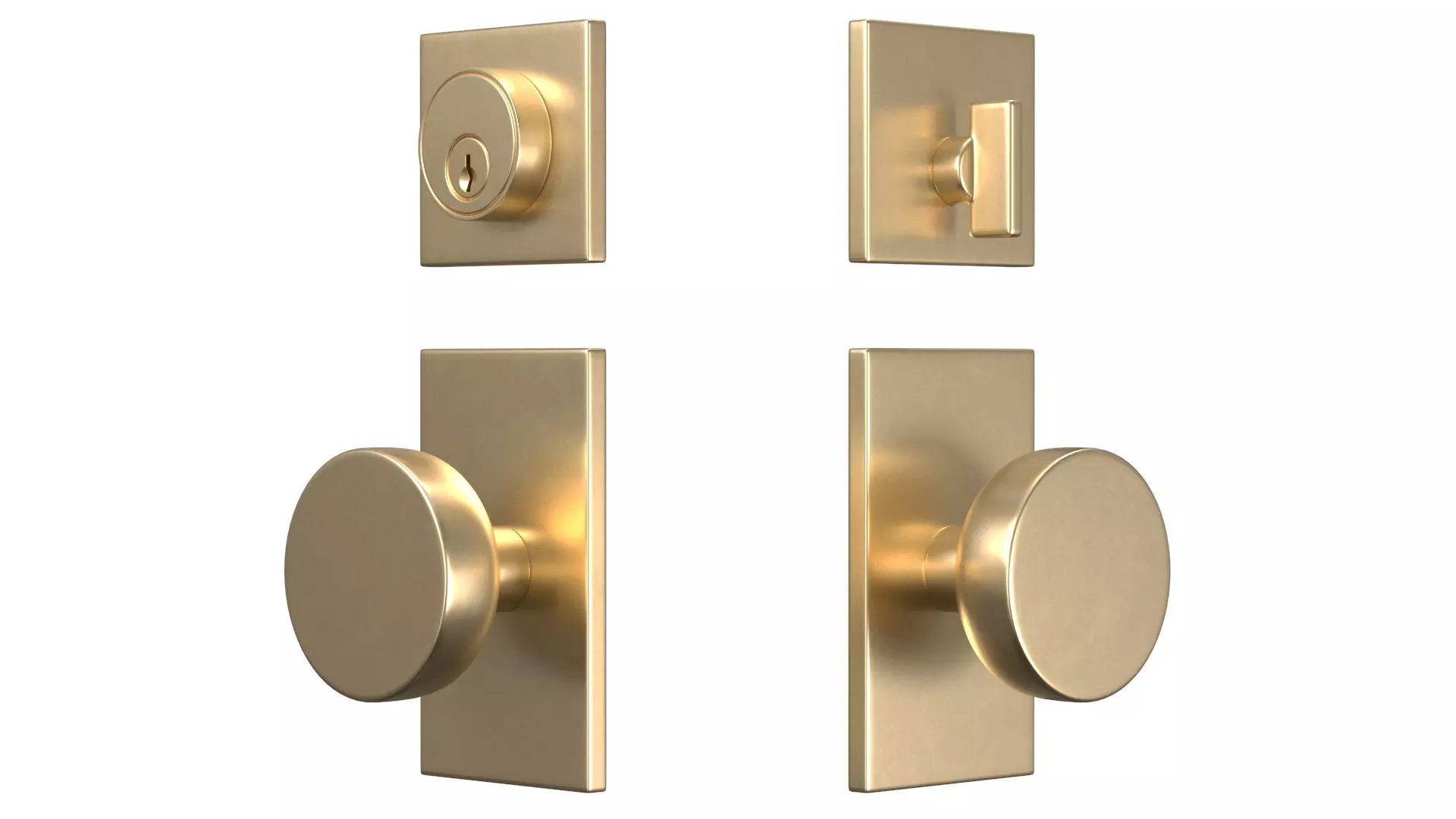 Tumalo Brass Single Square Deadbolt 3D model_0