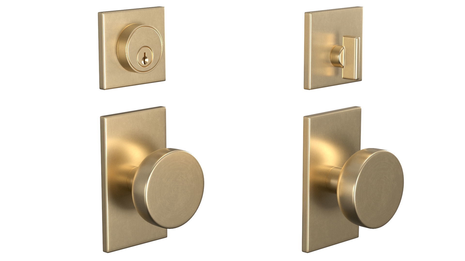 Tumalo Brass Single Square Deadbolt 3D model_3