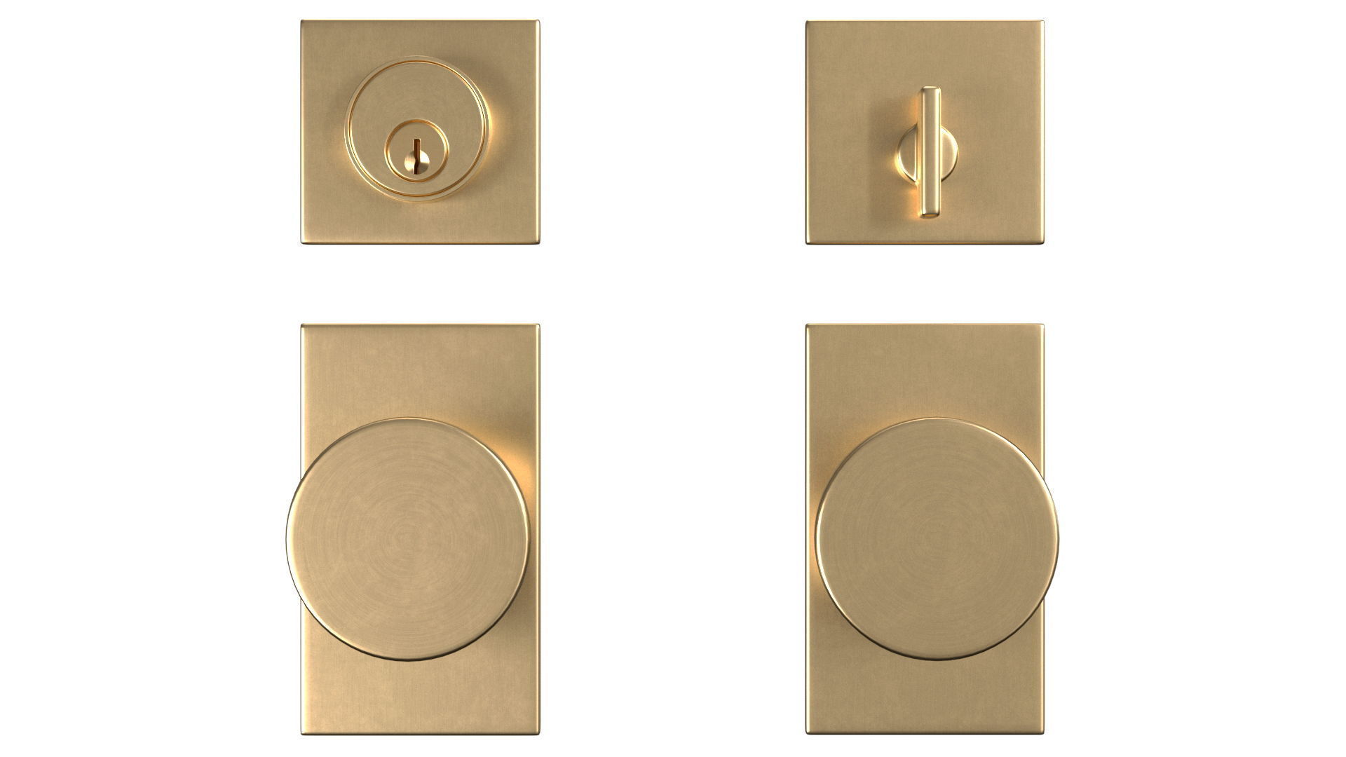 Tumalo Brass Single Square Deadbolt 3D model_5