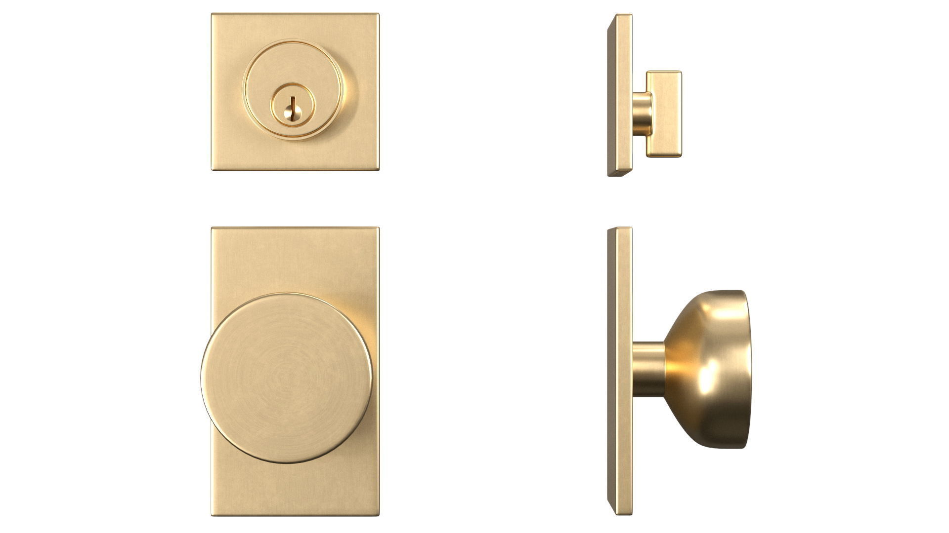 Tumalo Brass Single Square Deadbolt 3D model_1