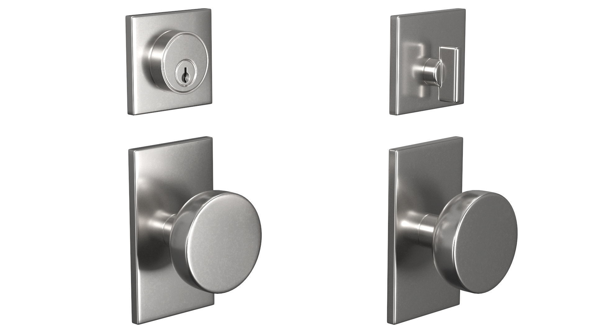 Tumalo Nickel Single Square Deadbolt 3D model_3