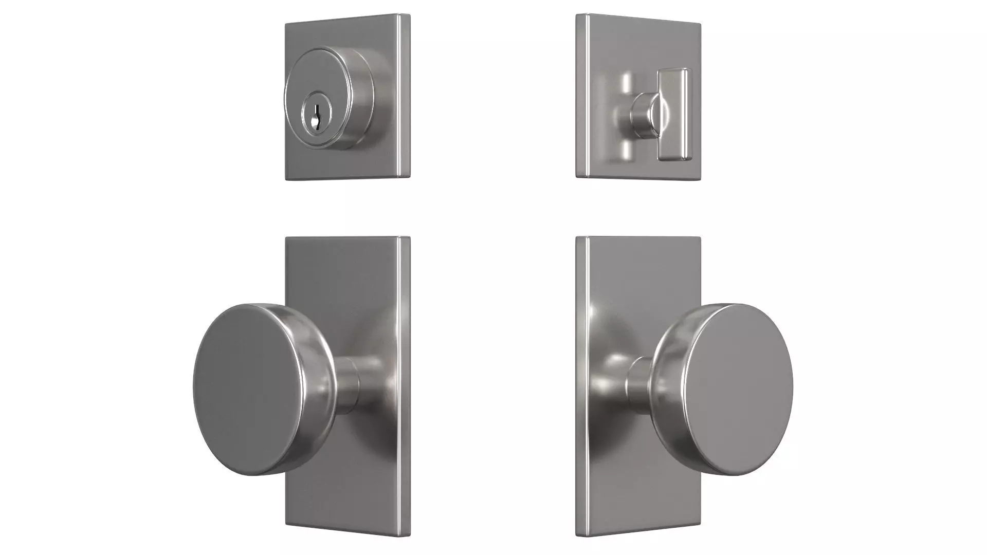 Tumalo Nickel Single Square Deadbolt 3D model_0