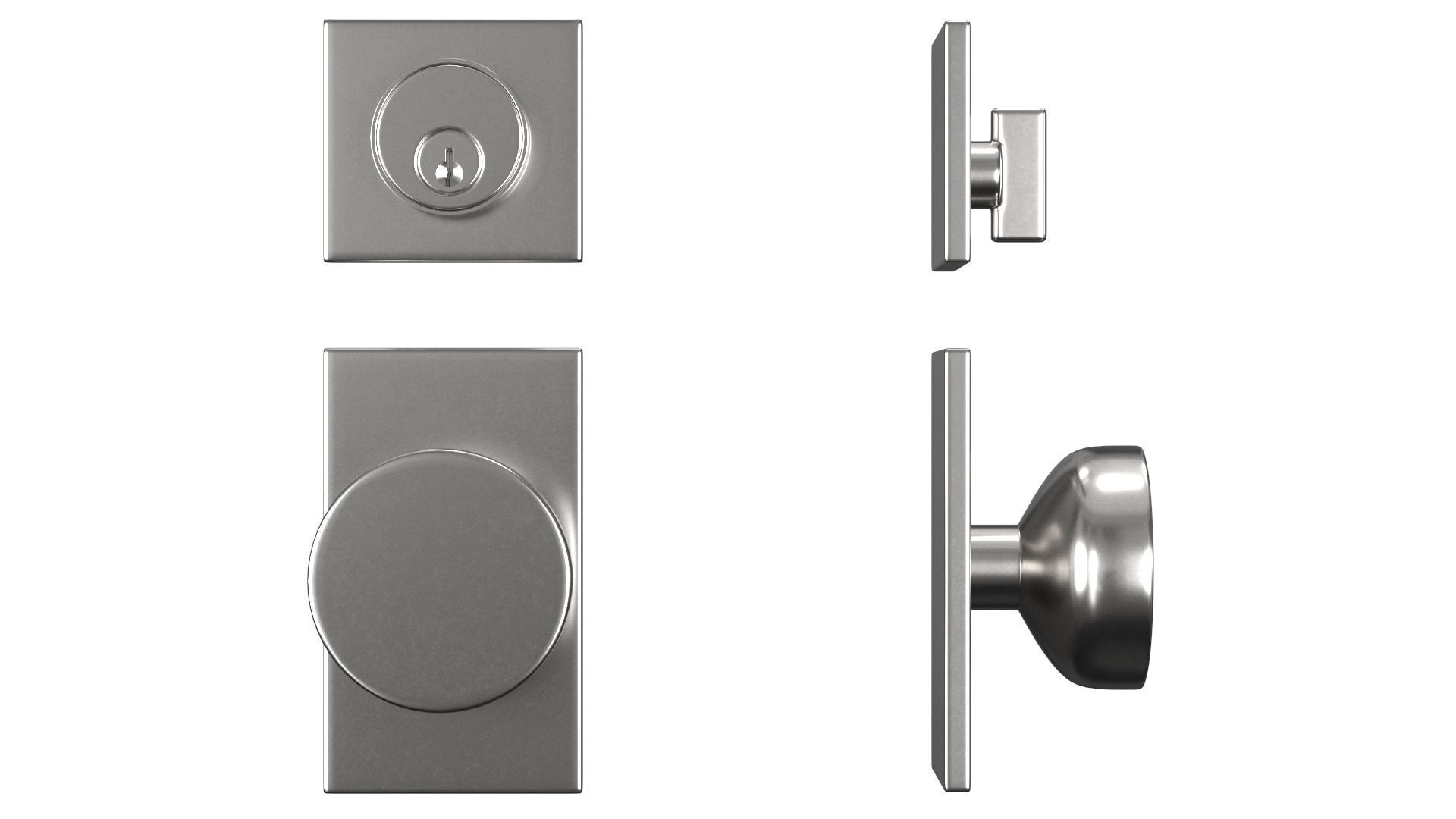 Tumalo Nickel Single Square Deadbolt 3D model_1