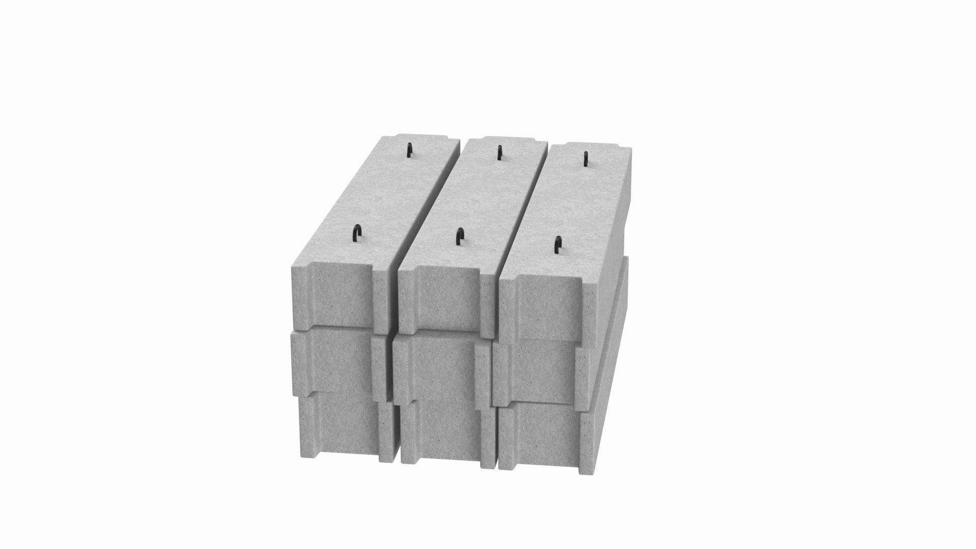 Stacked Concrete Blocks 3D model_2