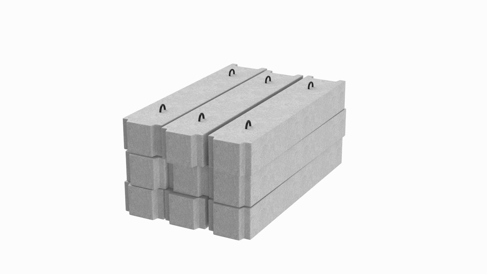 Stacked Concrete Blocks 3D model_3