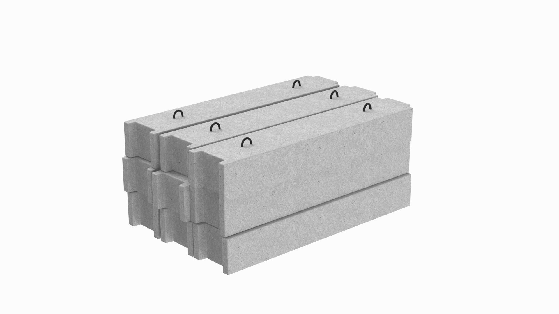 Stacked Concrete Blocks 3D model_1