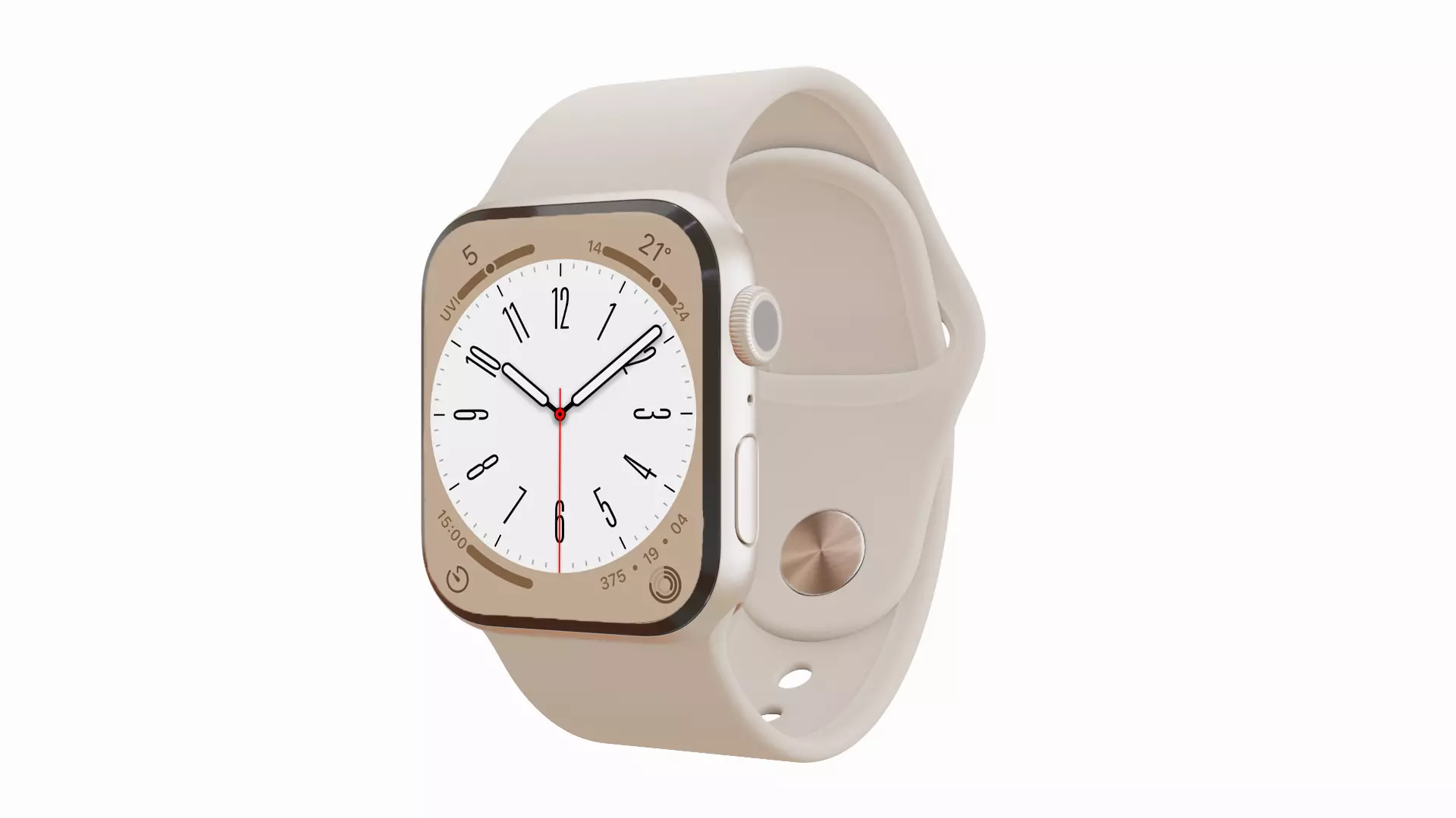 Apple Watch 8 Series - Starlight Aluminium case 3ds Max 3D model_0