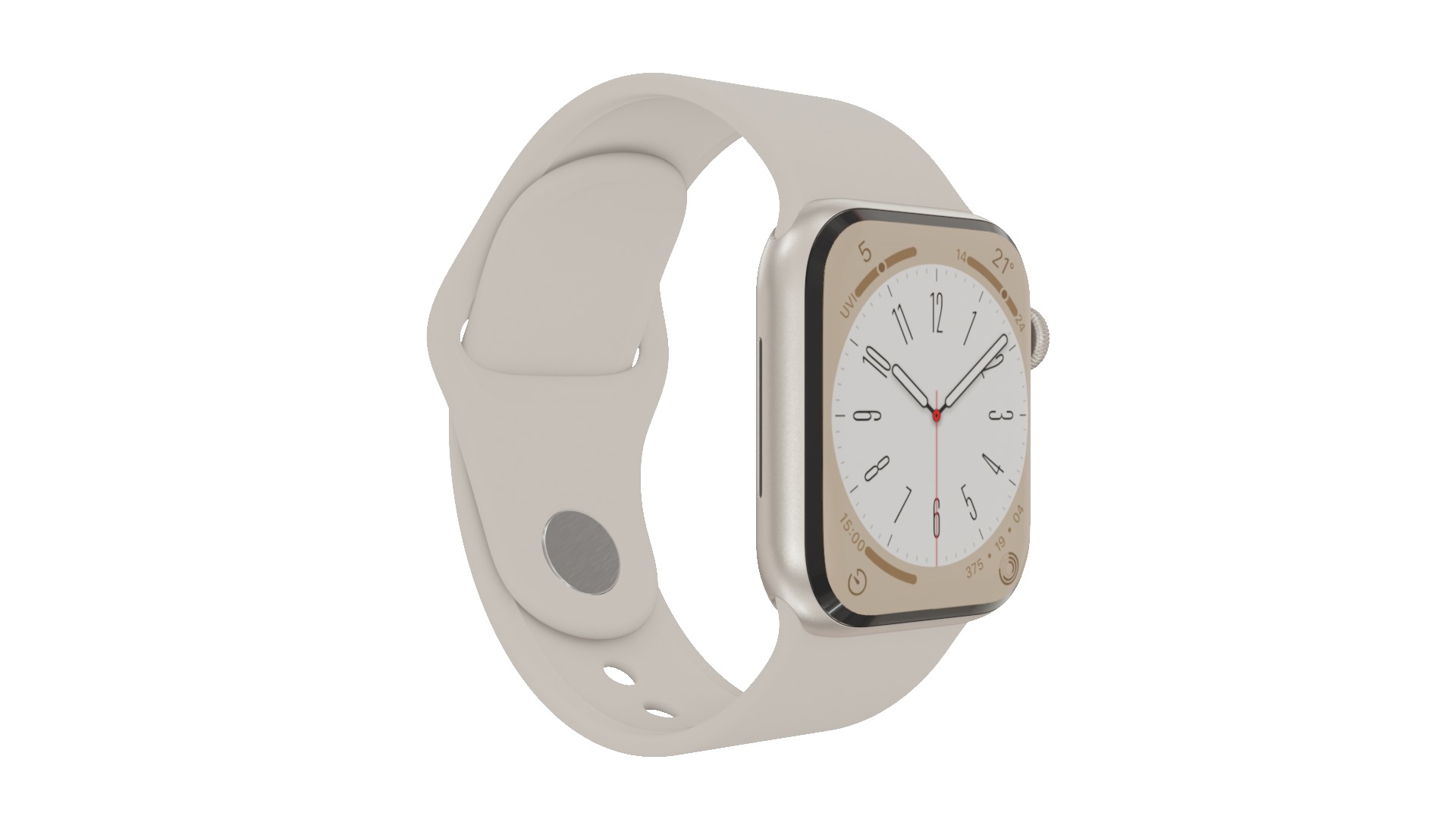Apple Watch 8 Series - Starlight Aluminium case 3ds Max 3D model_1
