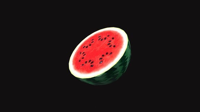 Watermelon Half Low-poly 3D model 2