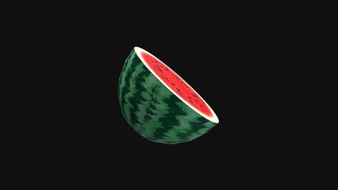 Watermelon Half Low-poly 3D model 6