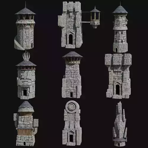 WIZARD MAGE SORCERER TOWERS FANTASY TOWER WATCHTOWER COLLECTION Low-poly 3D model