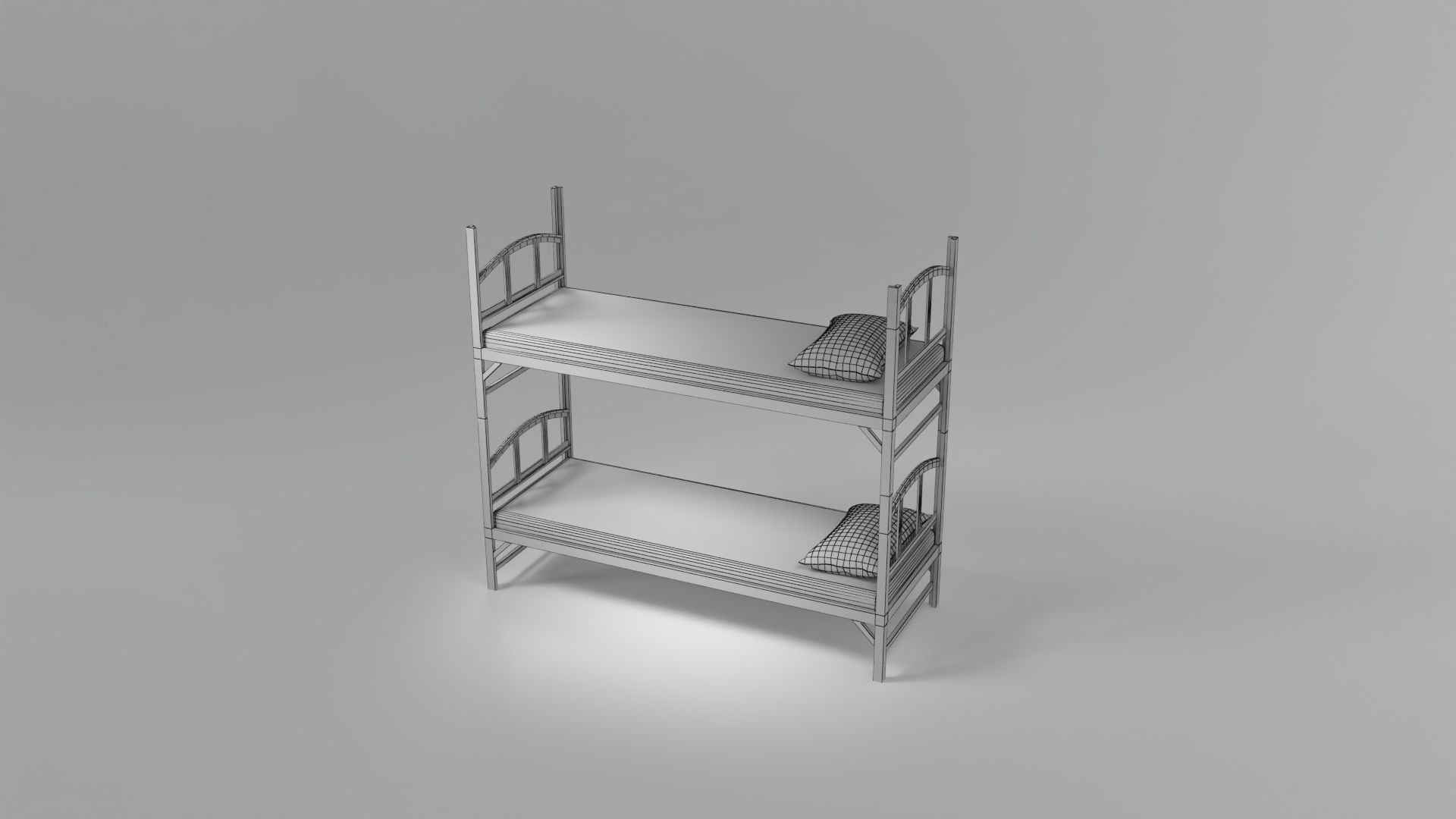 Prison Bed Cot Low-poly 3D model_9