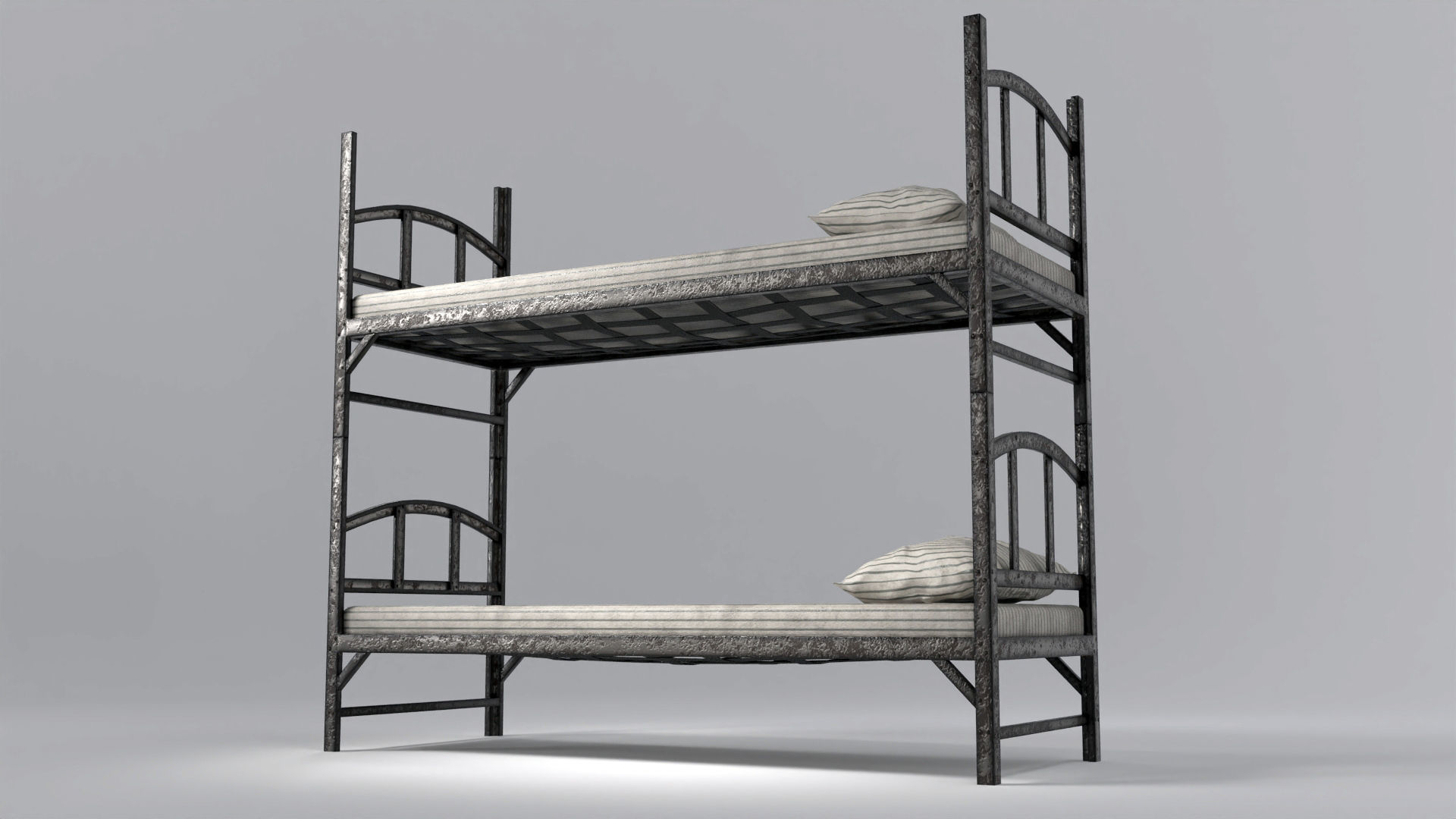 Prison Bed Cot Low-poly 3D model_3