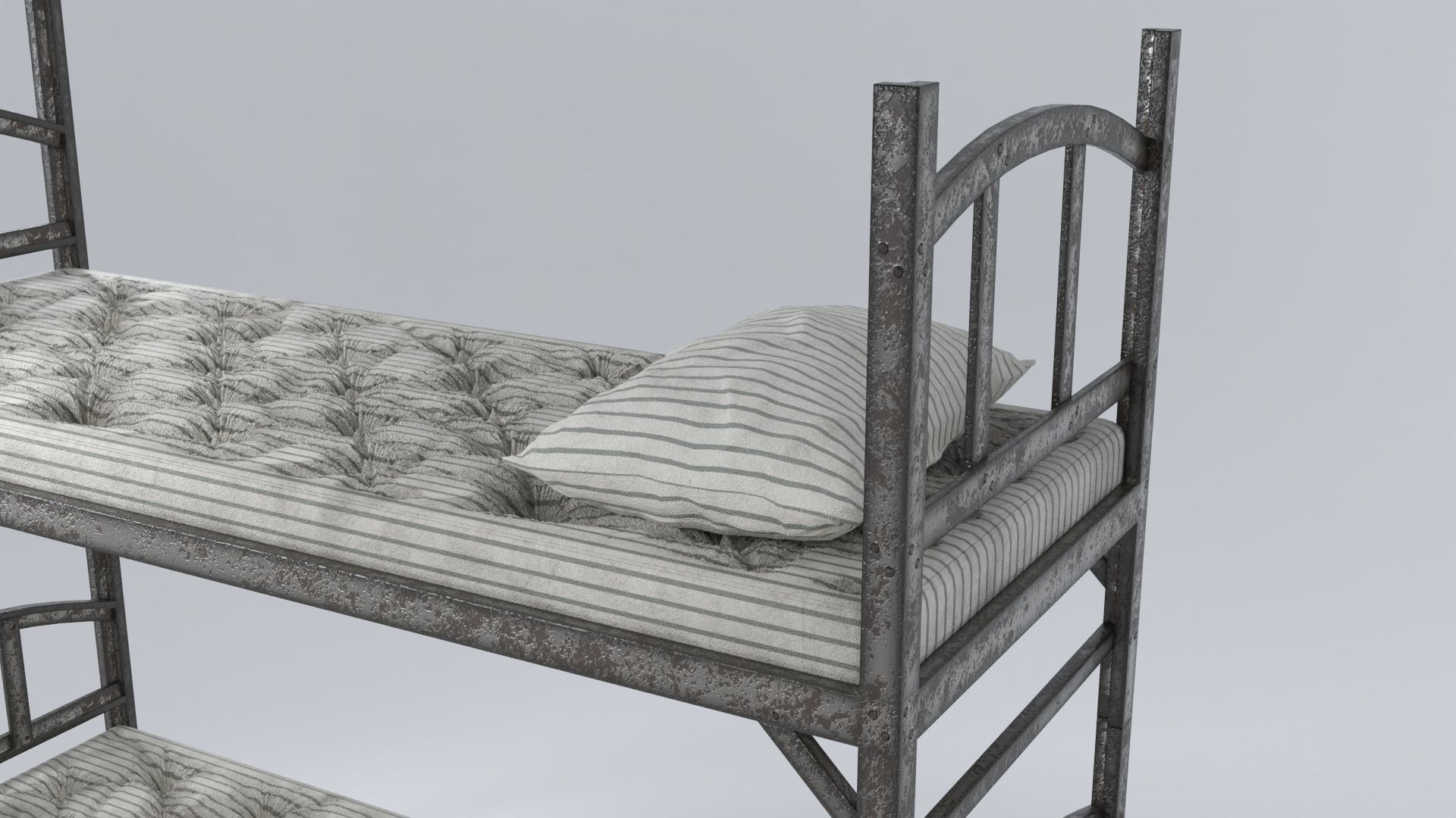 Prison Bed Cot Low-poly 3D model_4