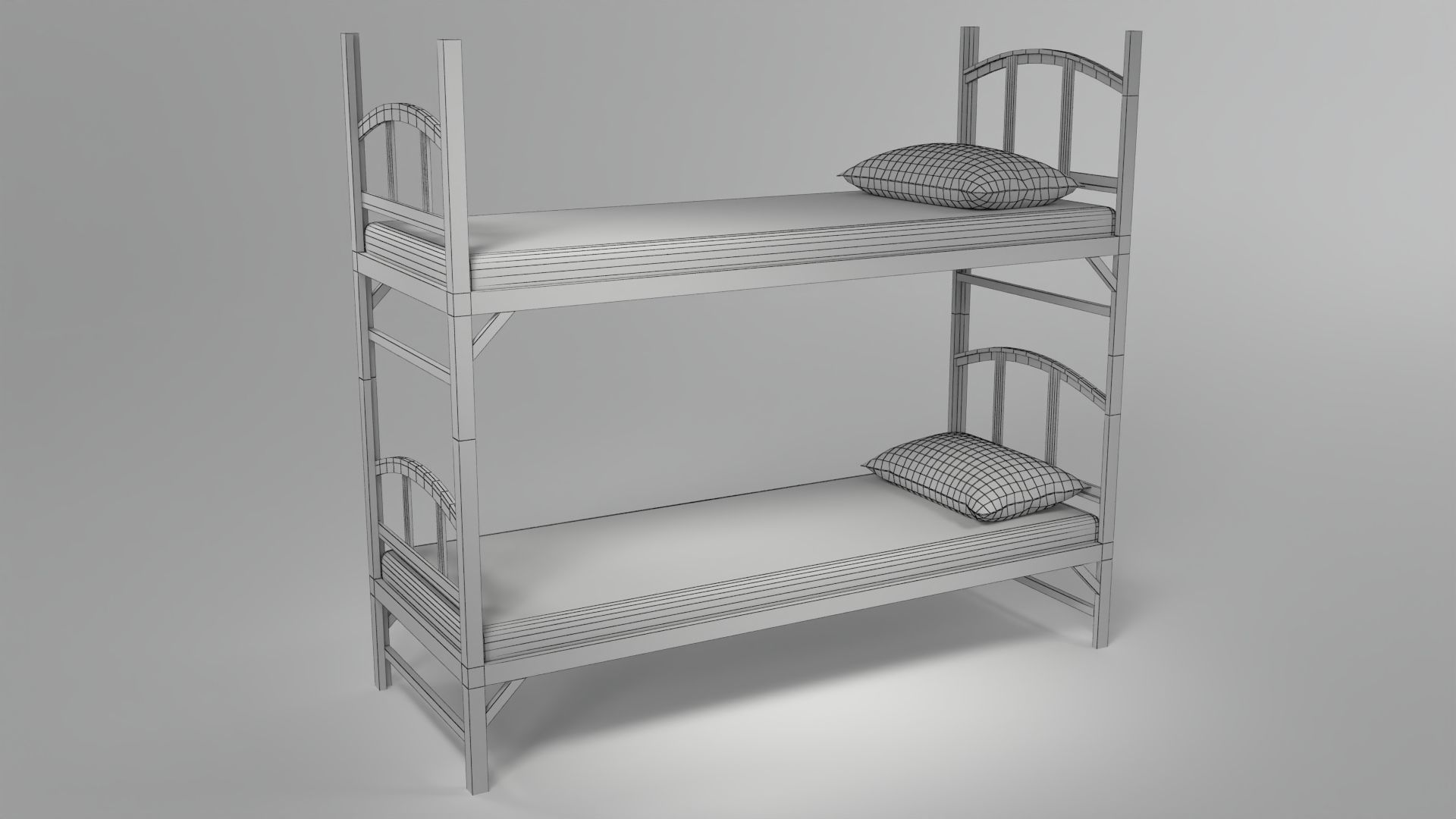 Prison Bed Cot Low-poly 3D model_2