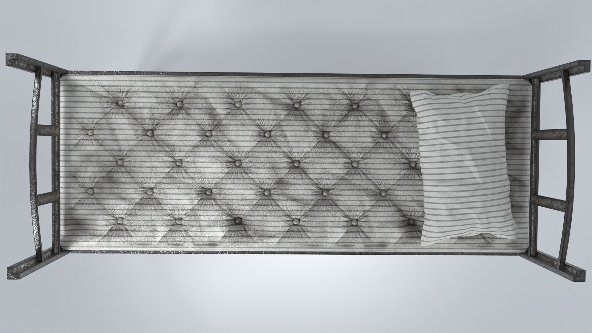Prison Bed Cot Low-poly 3D model_6