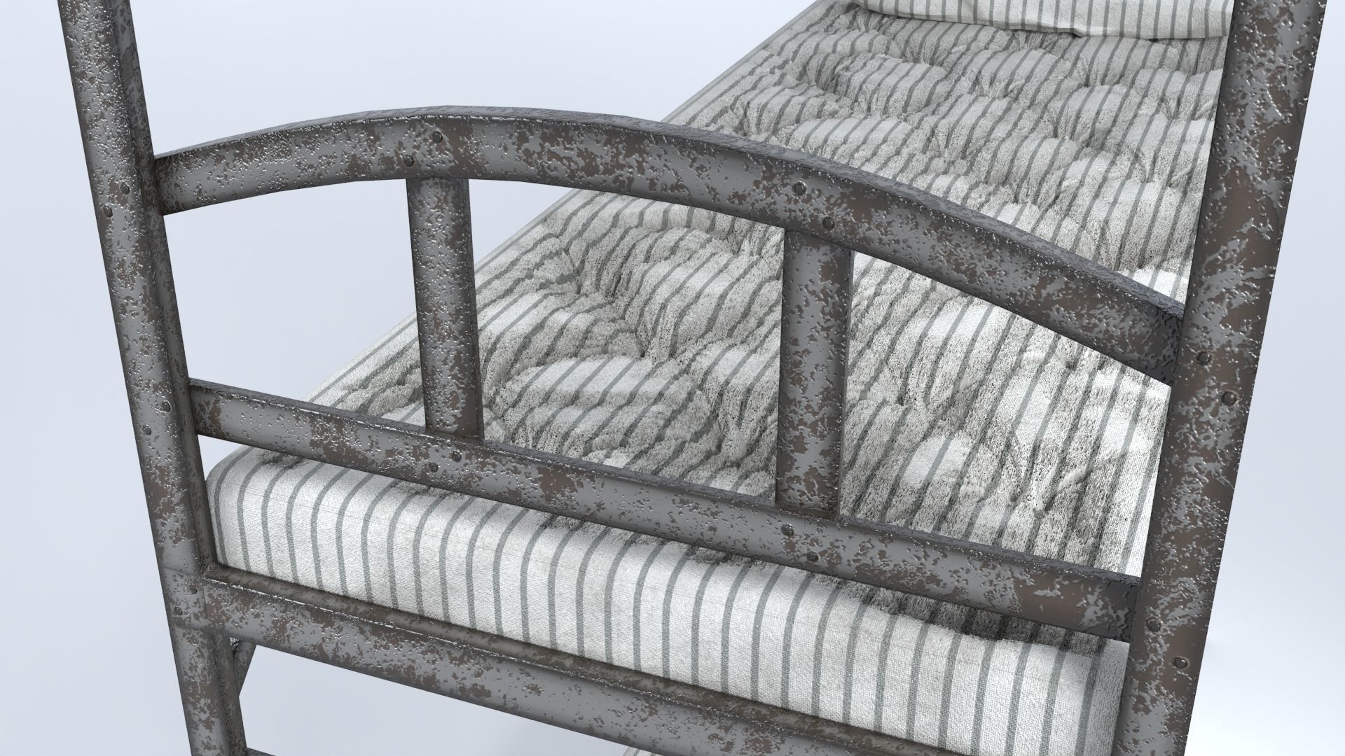 Prison Bed Cot Low-poly 3D model_7