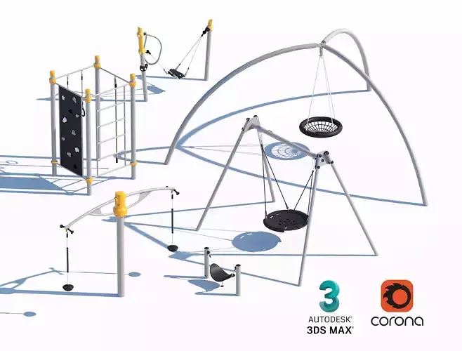 Modern Playground Swing and Climbing Set