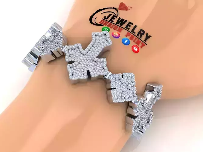 Custom Chrome Hearts Cross Infinity Cross Diamond Link Bracelet 