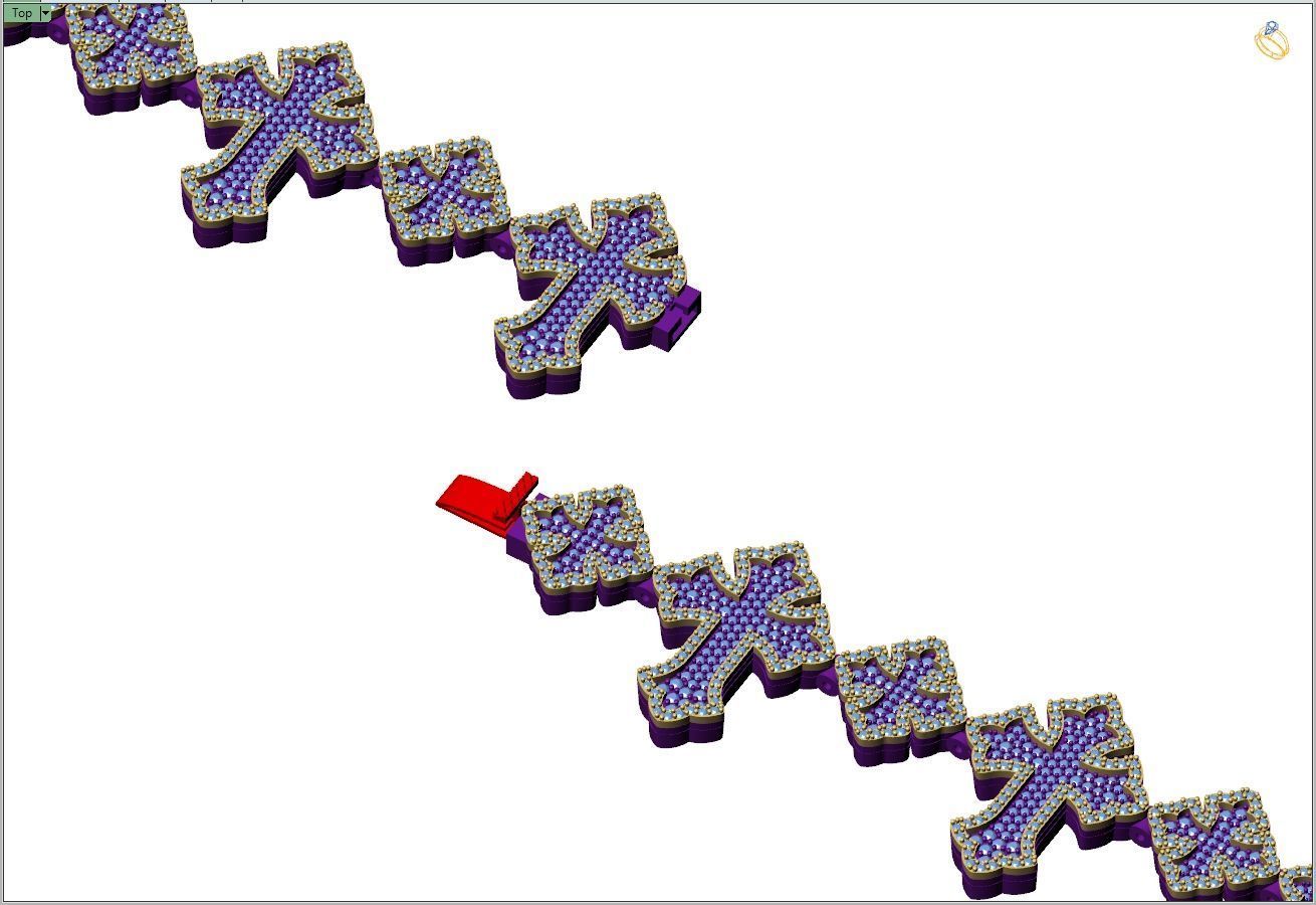 Custom Chrome Hearts Cross Infinity Cross Diamond Link Bracelet  3D print model_12