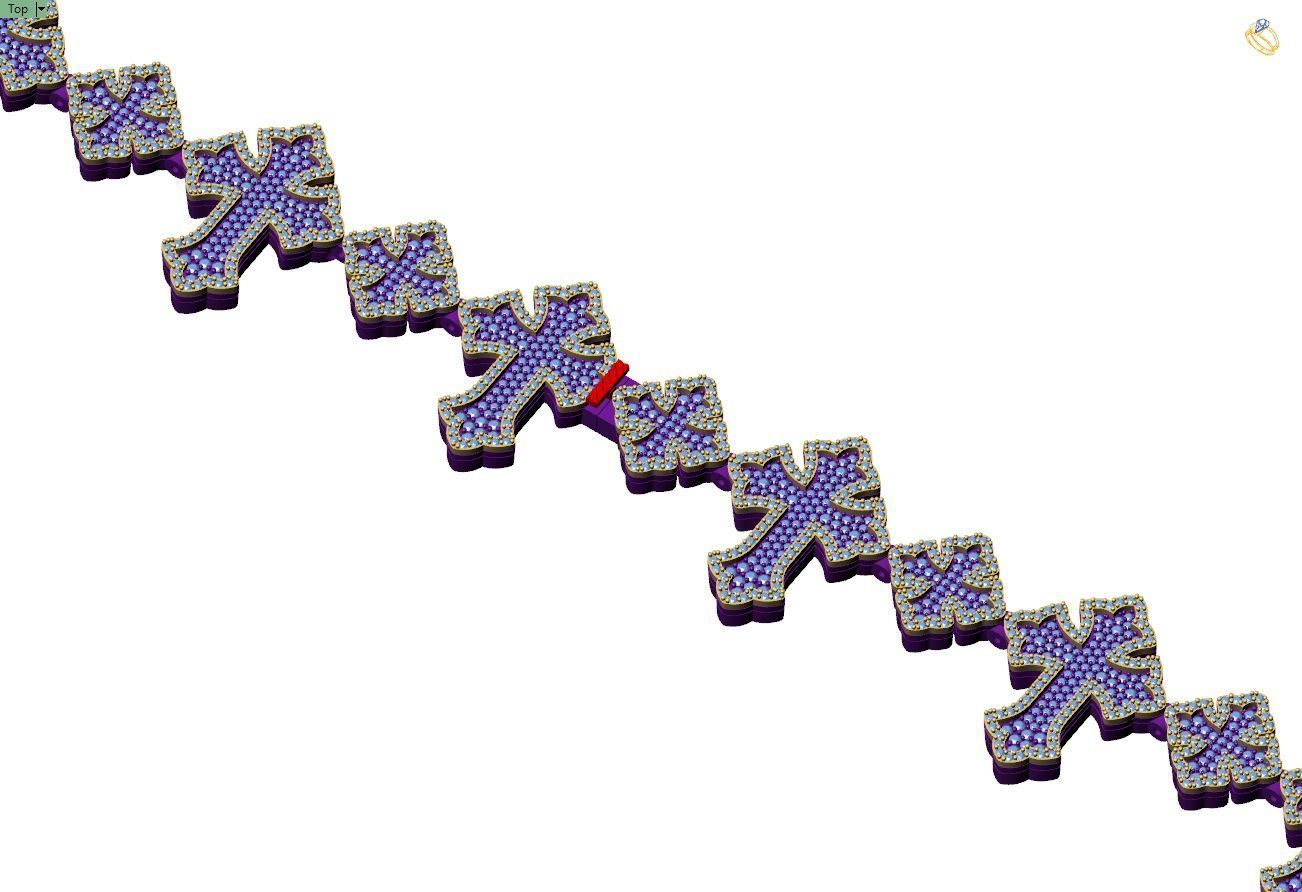 Custom Chrome Hearts Cross Infinity Cross Diamond Link Bracelet  3D print model_11