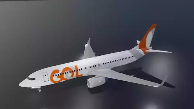 Gol Linhas Aereas Boeing 737-800 low poly with cockpit Low-poly 3D model