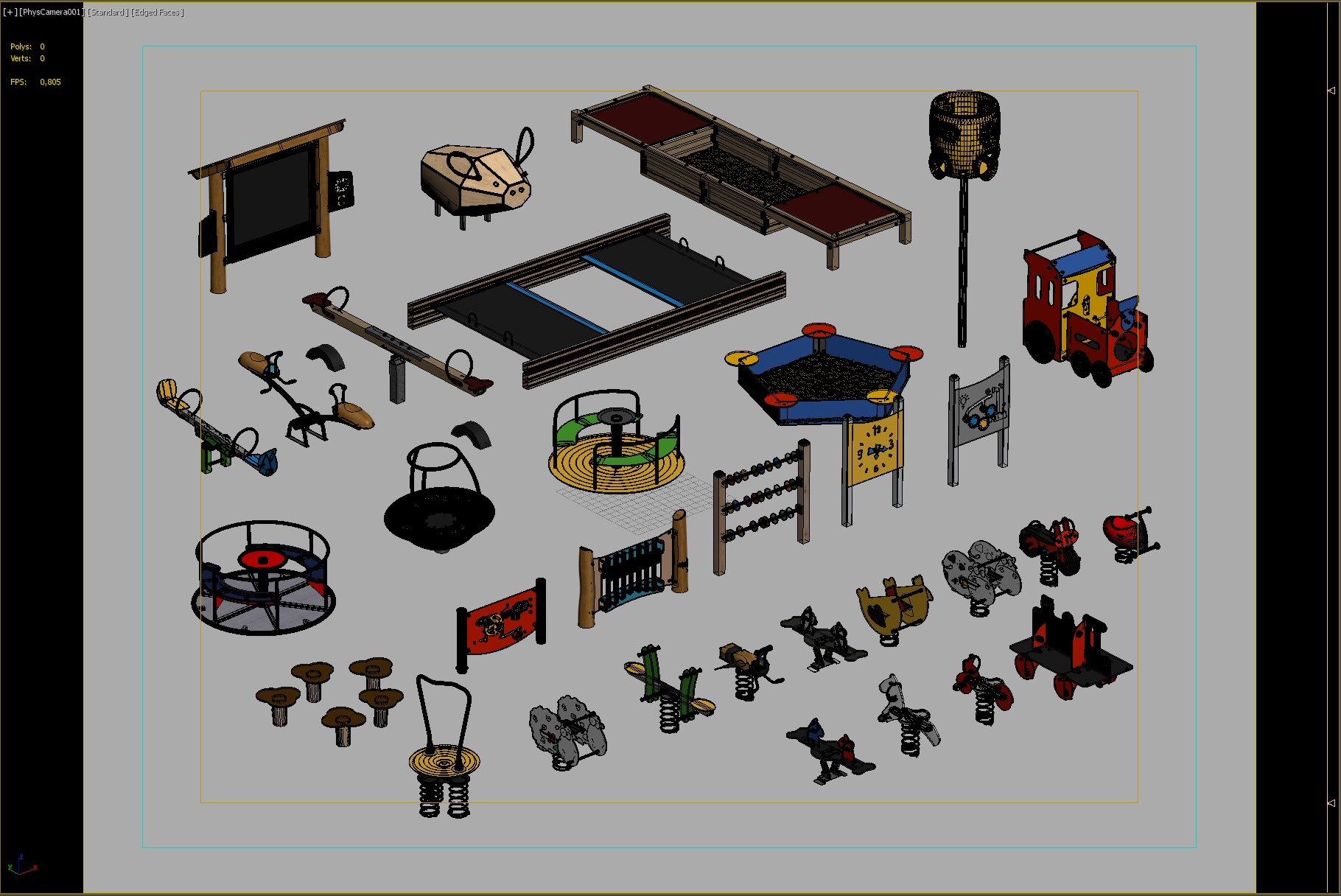 Comprehensive Kids Outdoor Playground Collection 3D model_3