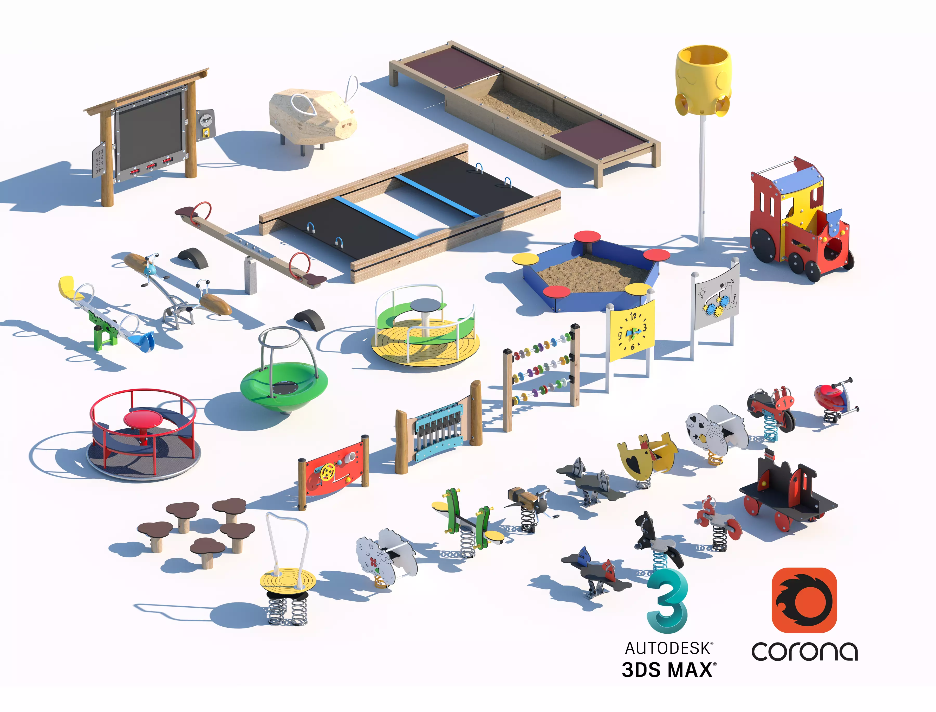 Comprehensive Kids Outdoor Playground Collection 3D model_0