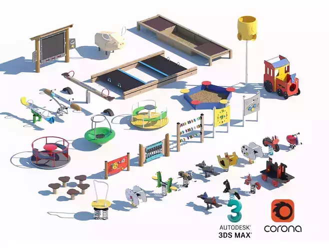 Comprehensive Kids Outdoor Playground Collection 3D model Comprehensive Kids Outdoor Playground Collection 3D model