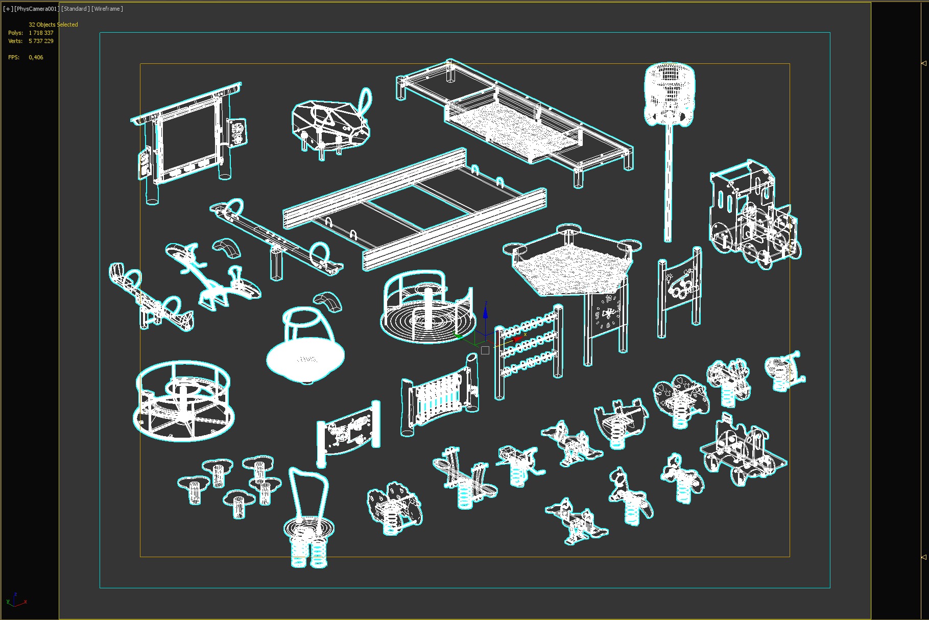 Comprehensive Kids Outdoor Playground Collection 3D model_4