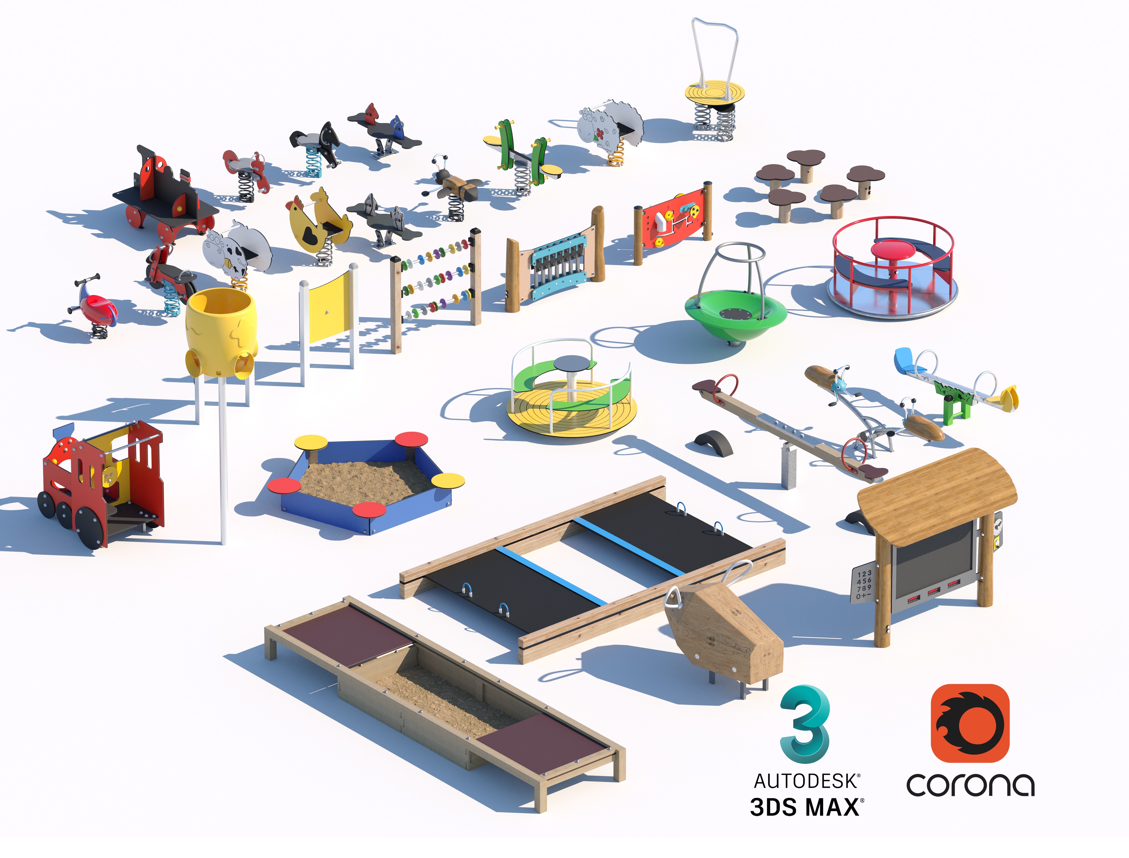 Comprehensive Kids Outdoor Playground Collection 3D model_1