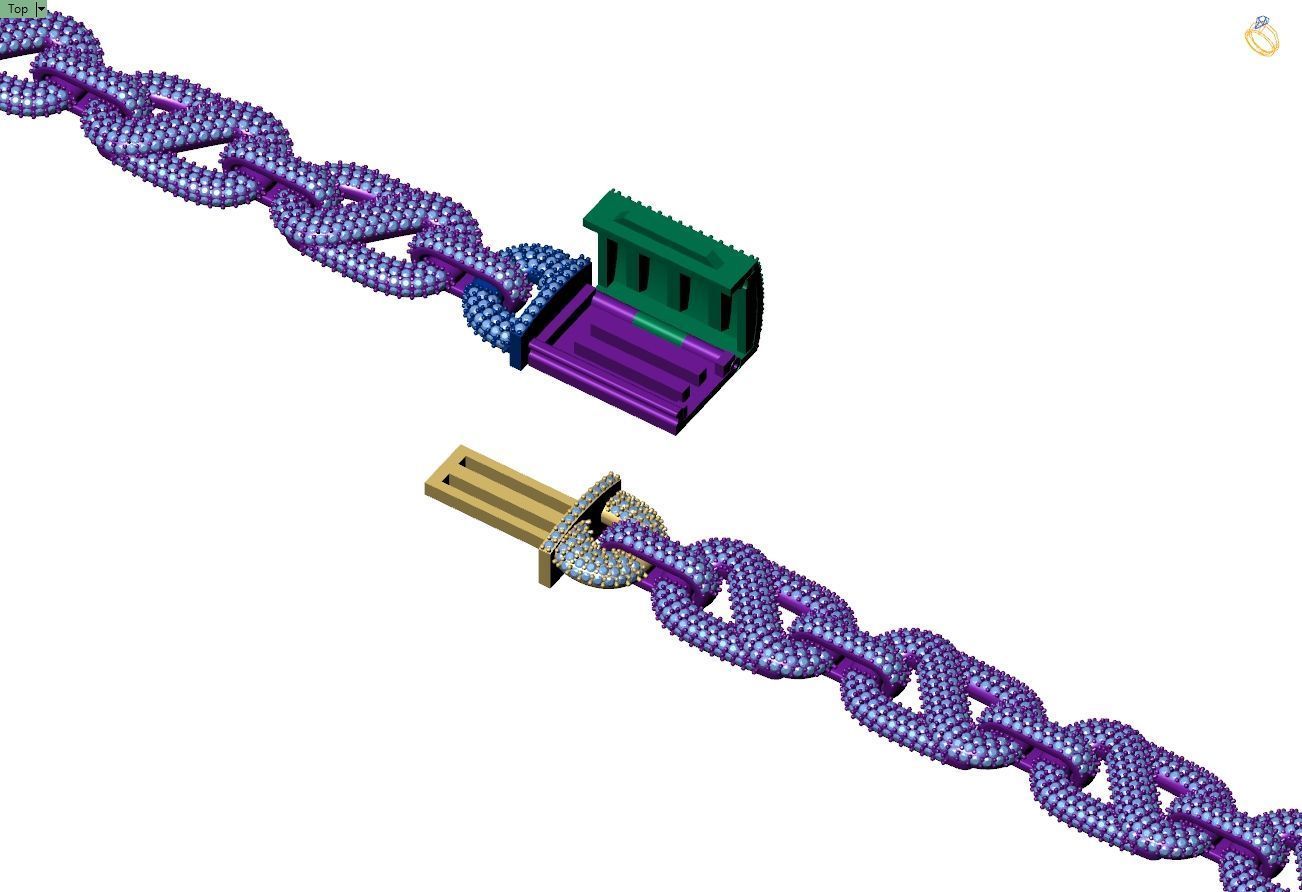 Custom Hermes Link Diamond Chain - Hermes Diamond Bracelet Link 3D print model_10