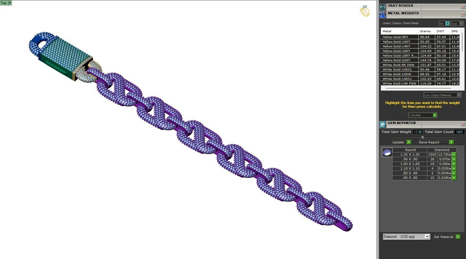 Custom Hermes Link Diamond Chain - Hermes Diamond Bracelet Link 3D print model_6