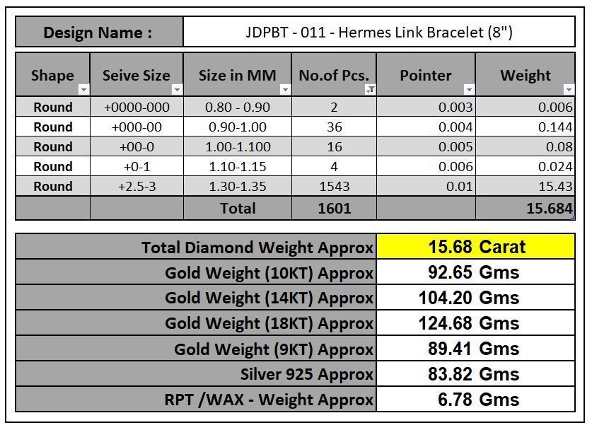 Custom Hermes Link Diamond Chain - Hermes Diamond Bracelet Link 3D print model_19