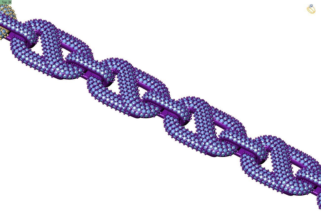 Custom Hermes Link Diamond Chain - Hermes Diamond Bracelet Link 3D print model_7