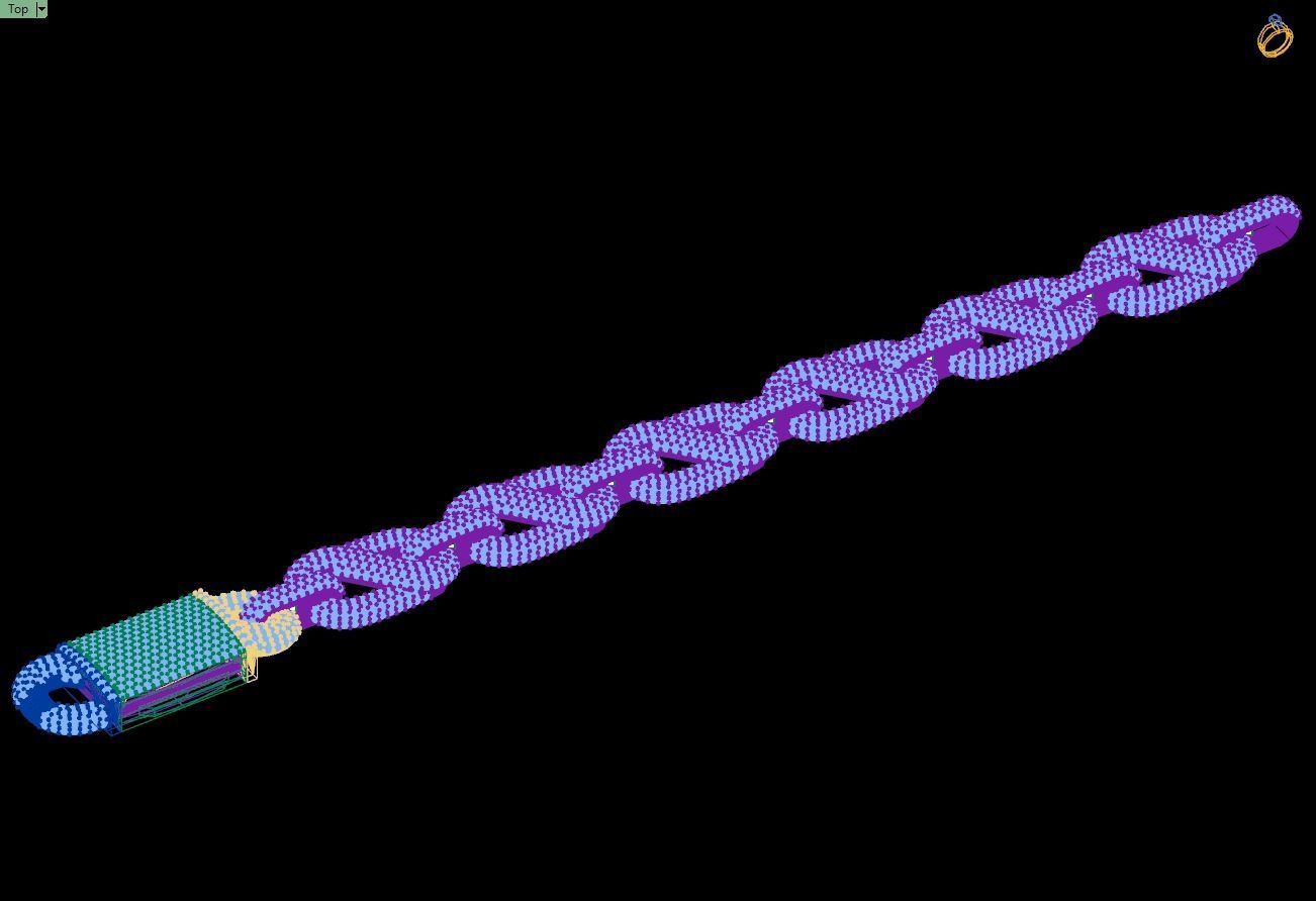 Custom Hermes Link Diamond Chain - Hermes Diamond Bracelet Link 3D print model_16