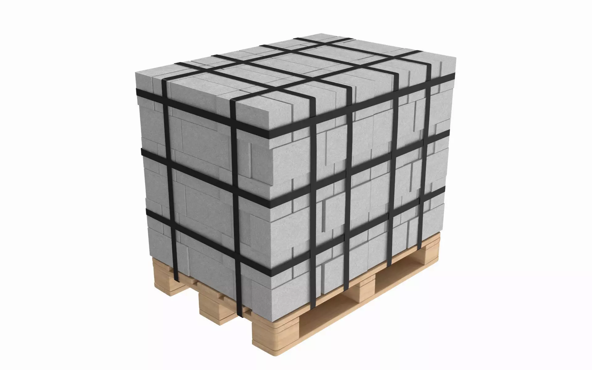 Concrete Blocks On Wood Pallet 3D model_0
