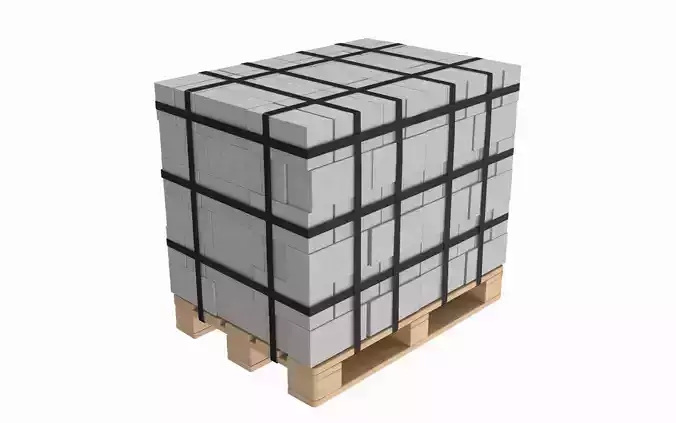 Concrete Blocks On Wood Pallet 3D model