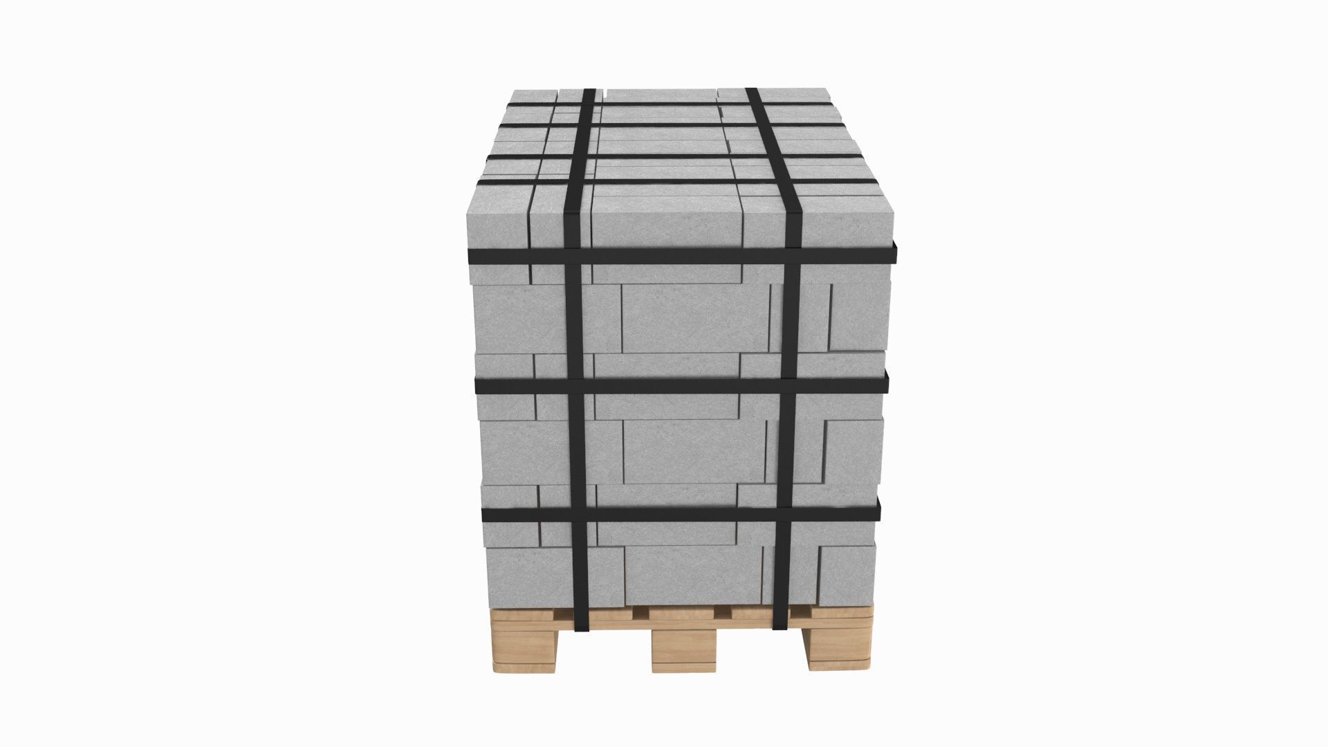 Concrete Blocks On Wood Pallet 3D model_2