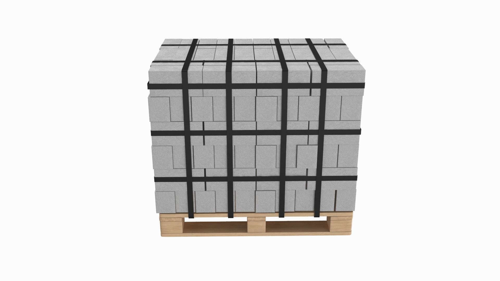 Concrete Blocks On Wood Pallet 3D model_3