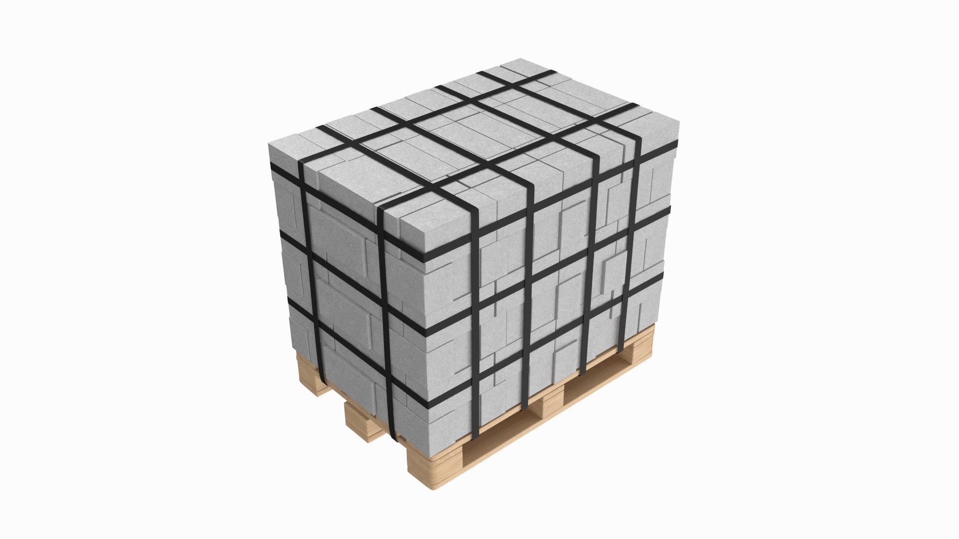 Concrete Blocks On Wood Pallet 3D model_4