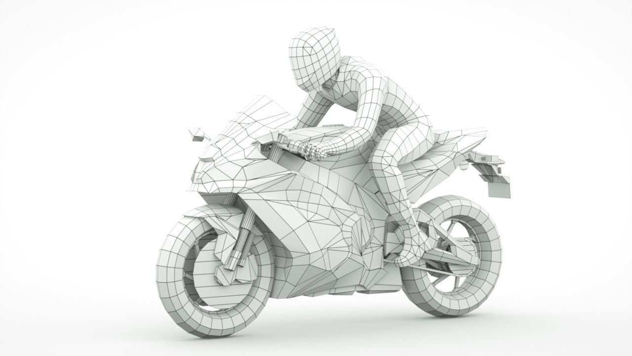 12 Low Poly Motorcycles Low-poly 3D model_20